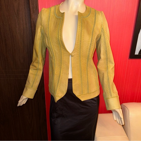 Chinese Belgium Design embroidered leather tailored jacket 4 - Picture 10 of 16